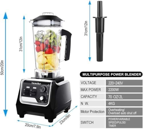 Yanike 2200W commercial blender with 70 oz jar — photo 5