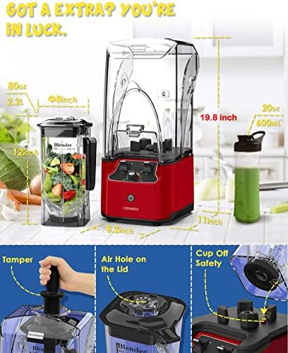 Red soundproof shield 80oz blender — photo 5