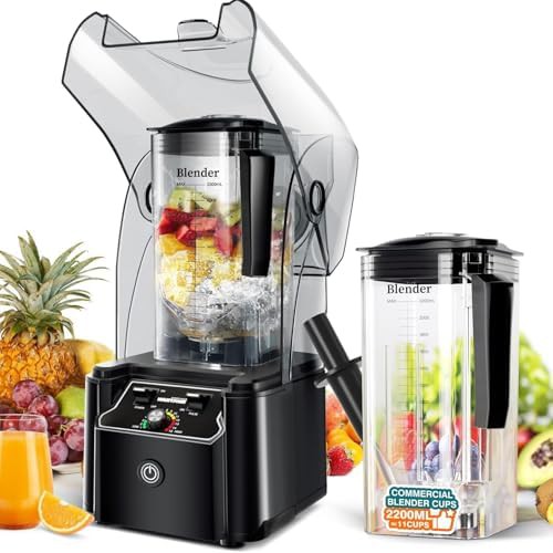 Black commercial blender with extra pitcher