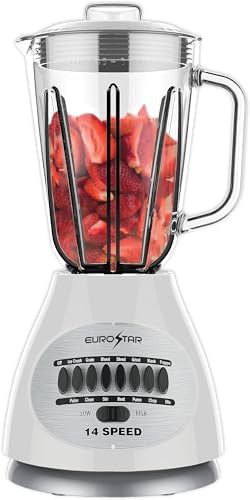 White Fourteen Speed Blender with Glass Jar