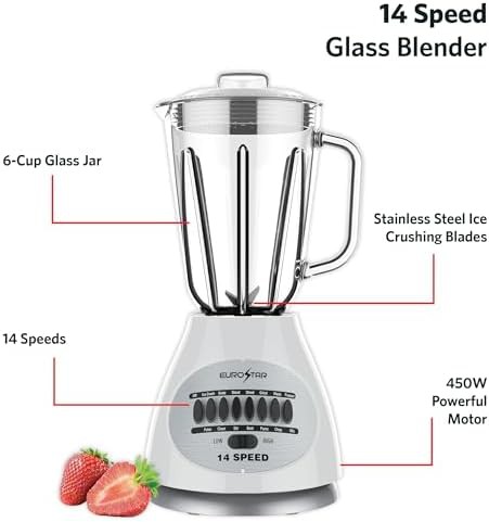 White Fourteen Speed Blender with Glass Jar — photo 3
