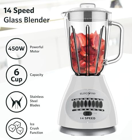 White Fourteen Speed Blender with Glass Jar — photo 4