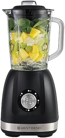 West Bend compact black blender with travel cup