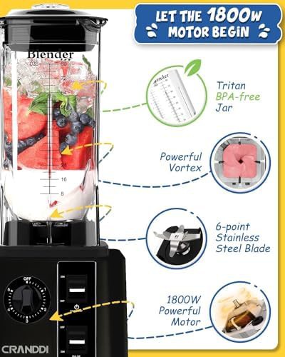 Black 1800w 80oz tamper blender — photo 3