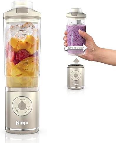 Cream portable blender with twist and go lid