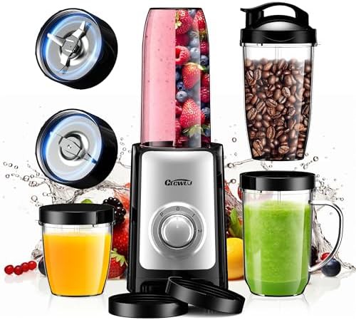 Black personal blender and coffee grinder combo