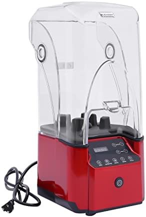 Red commercial quiet blender with shield