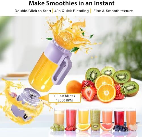 Purple portable blender with leakproof lid — photo 3