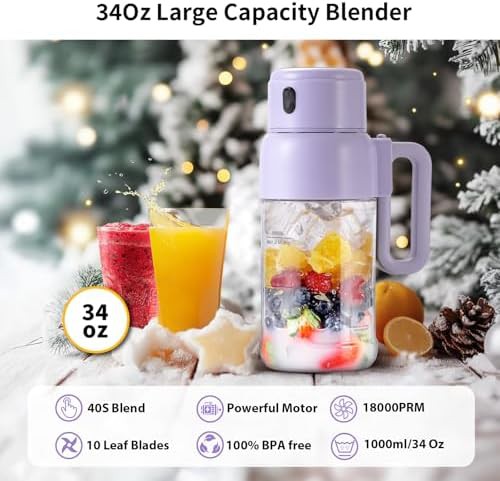 Purple portable blender with leakproof lid — photo 4