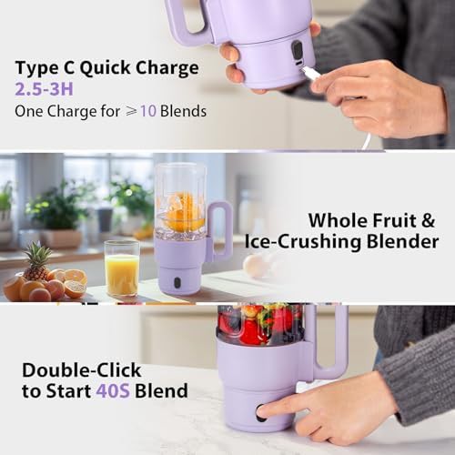 Purple portable blender with leakproof lid — photo 5