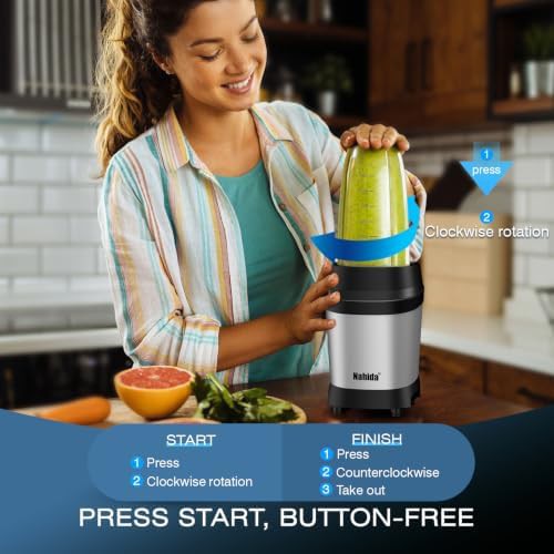 Silver personal smoothie blender with three cups — photo 3