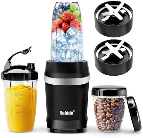 Black high power personal blender with cups