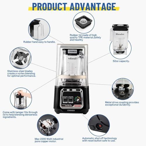 Black 52 oz blender with removable shield — photo 3