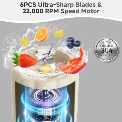 Beige rechargeable mini juicer with handle — photo 4