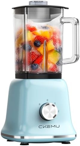 Blue professional blender with glass jar