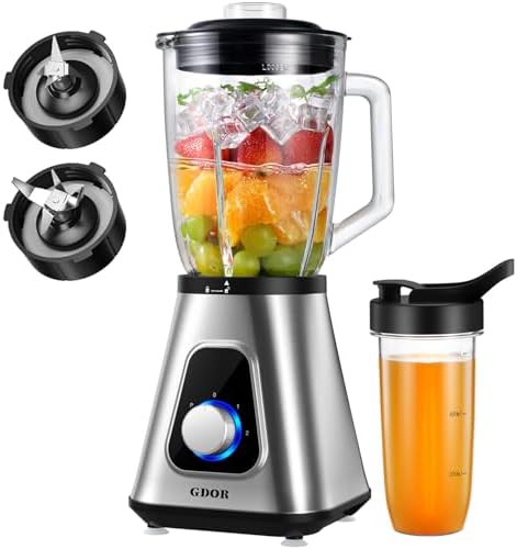 Glass blender with portable smoothie cup