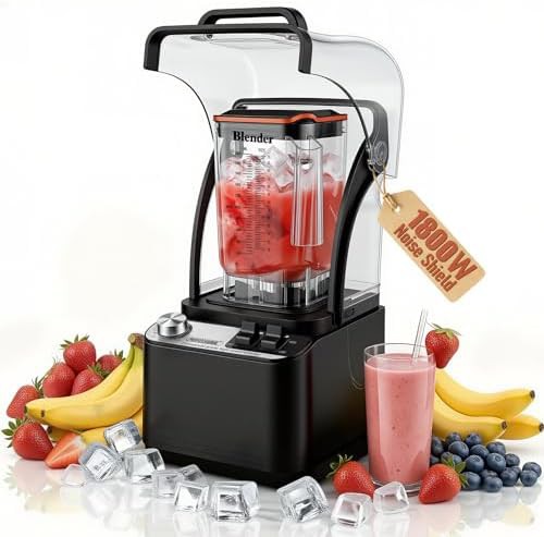 Quiet professional blender with soundproof shield