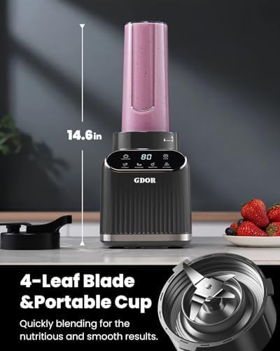 Gray glass jar blender with travel cup — photo 5