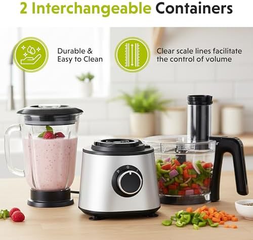 Black glass jar food processor combo — photo 3