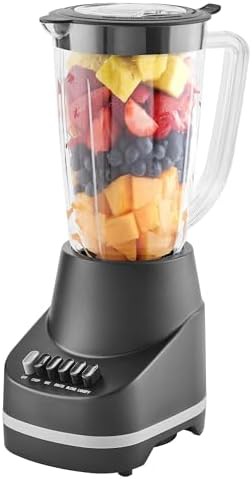 Black six speed blender with plastic jar