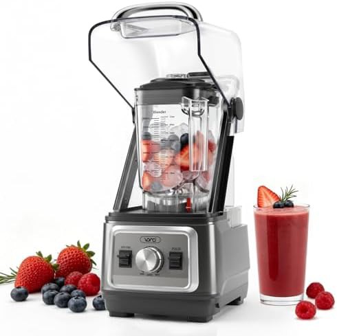 Space gray professional blender with quiet shield