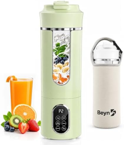 Green portable cordless blender with twelve blades