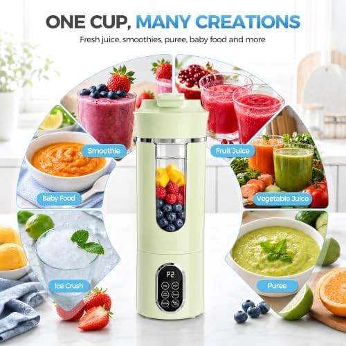 Green portable cordless blender with twelve blades — photo 3