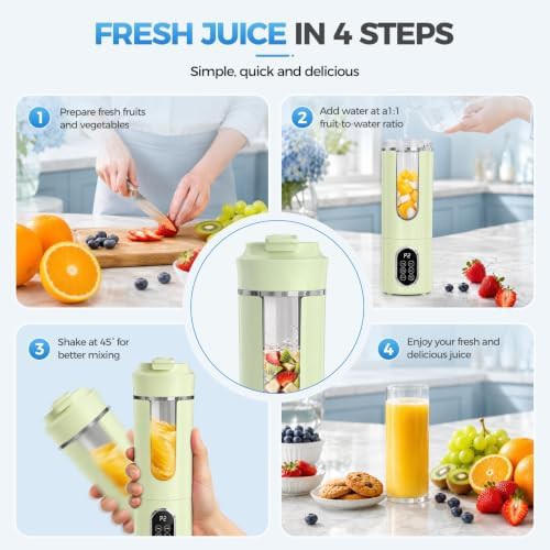 Green portable cordless blender with twelve blades — photo 5