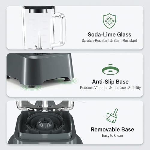 Grey glass pitcher smoothie blender 54 oz — photo 5