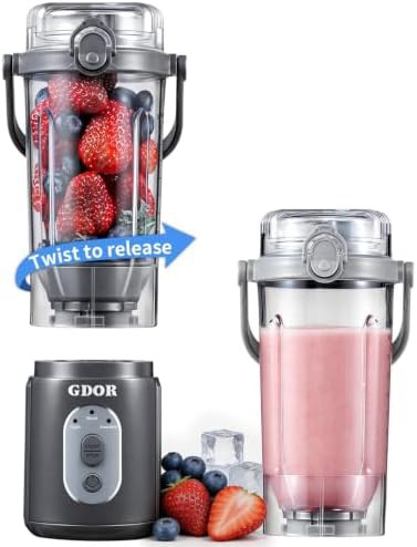 Cordless portable blender with dual cups