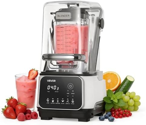 White professional blender with sound shield