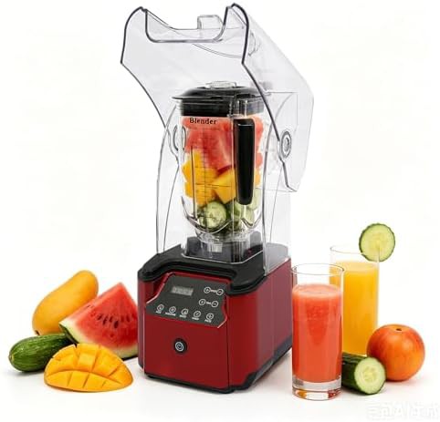 Wtobybt 2200W soundproof commercial blender with shield