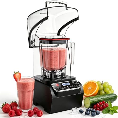 Black commercial quiet blender with smart presets