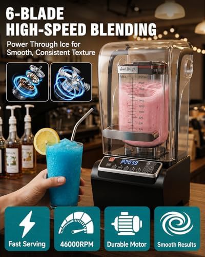 Black commercial quiet blender with smart presets — photo 3