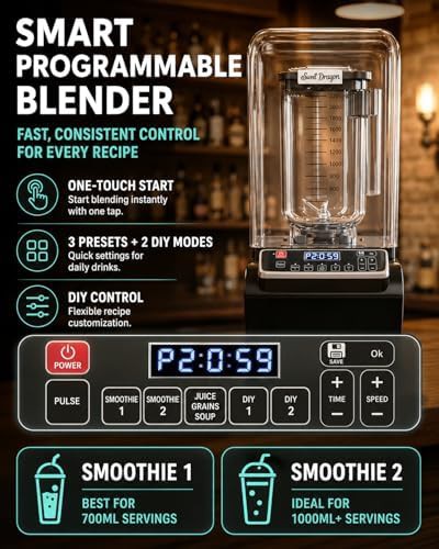Black commercial quiet blender with smart presets — photo 5