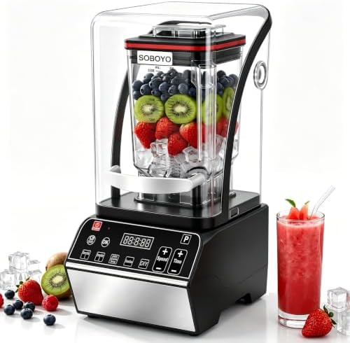 Quiet commercial blender with noise reducing shield