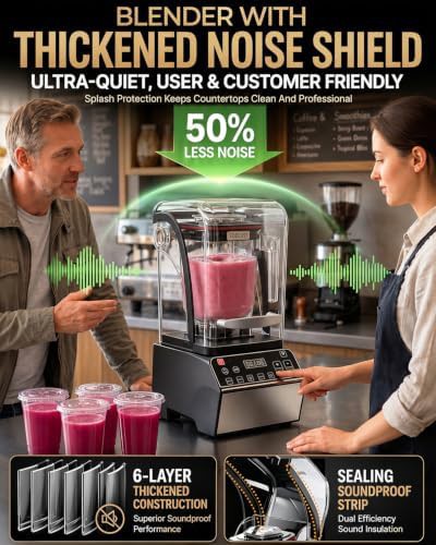 Quiet commercial blender with noise reducing shield — photo 4