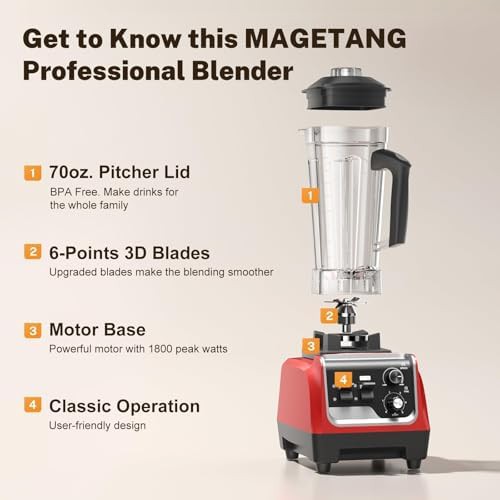 Magetang extra large 1800W kitchen blender — photo 5
